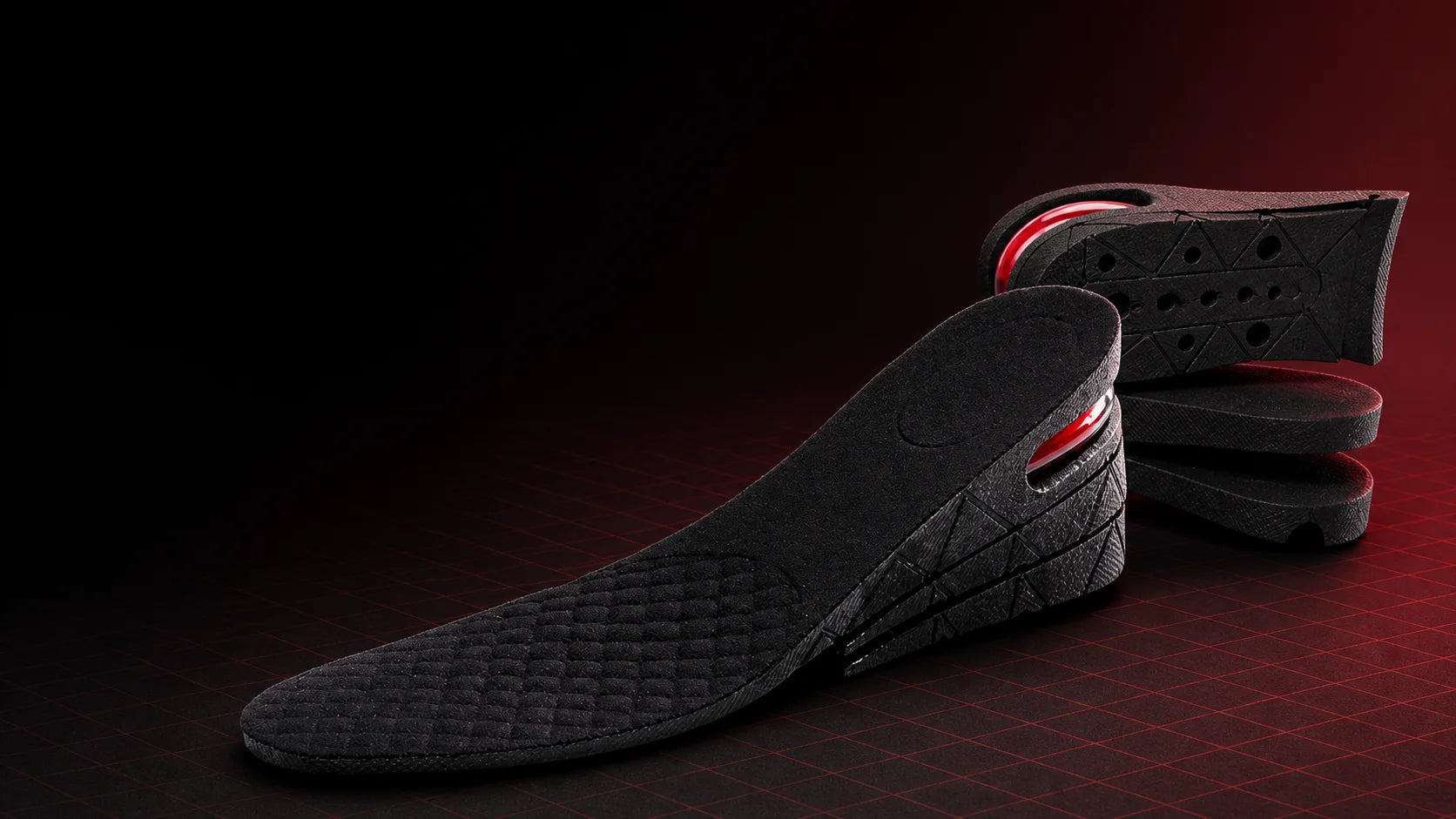 GainCM adjustable black and red elevating insoles